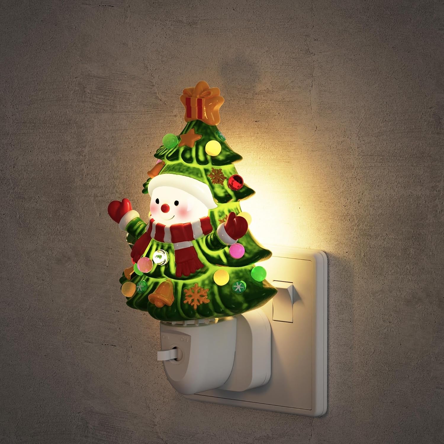3D Christmas Tree Night Light Plug in Wall, 3000K, 60LM, 1 Pack