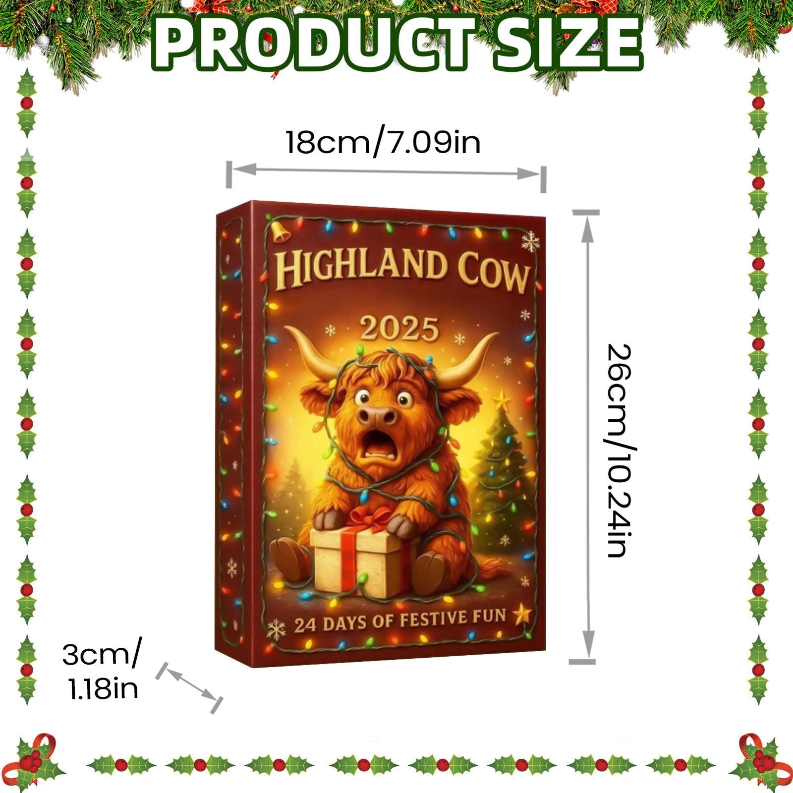 2026 Highland Cow 2D Acrylic Advent Calendar Gift 24 Days Christmas Countdown