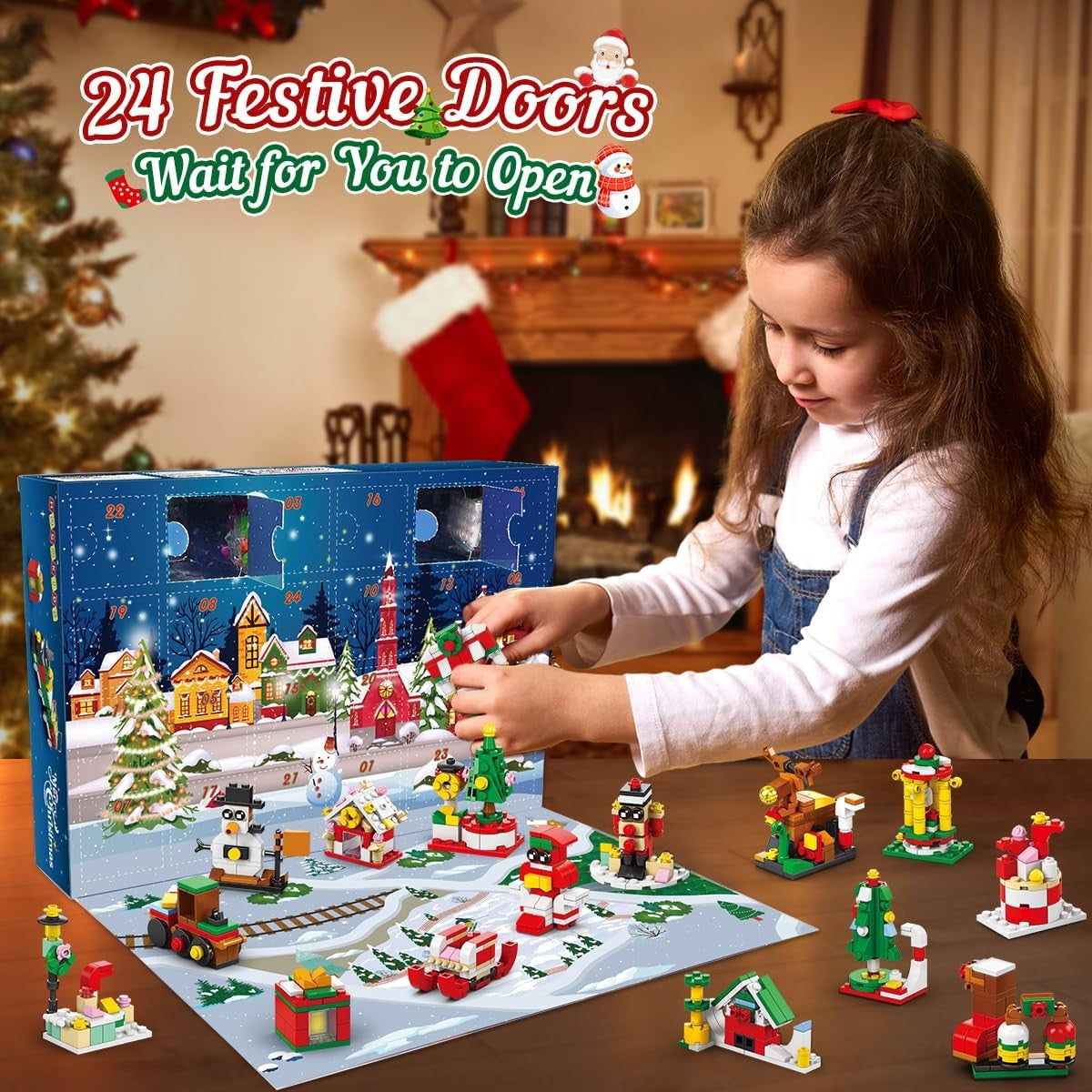 24 Days Countdown Christmas Advent Calendar Kids Building Blocks Toys Gift Boxes