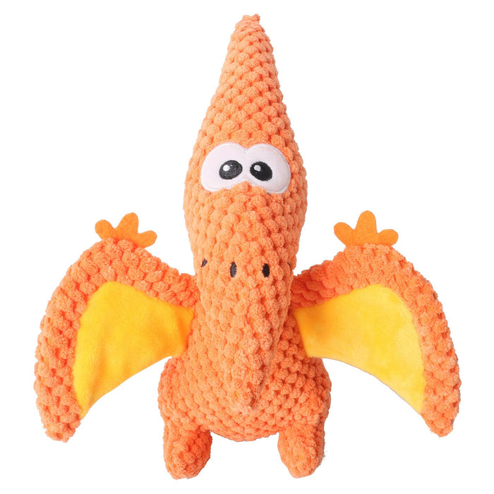 Plush Stuffed Pterosaur Dinosaur Pet Toy with Snapping Paper Wings Sounding Dog Toy