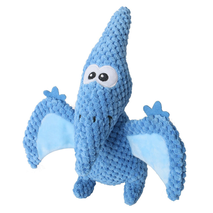 Plush Stuffed Pterosaur Dinosaur Pet Toy with Snapping Paper Wings Sounding Dog Toy
