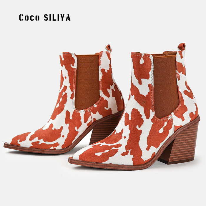 Women's Patterned Short Boots New Ankle Boots