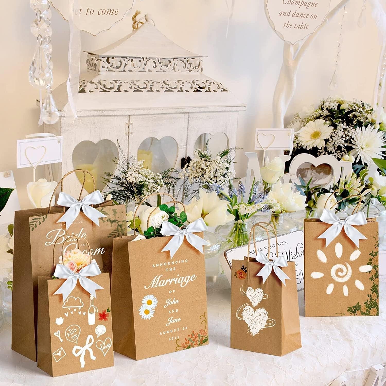 100Pcs Brown Kraft Paper Bags with Handles - Mixed Size Gift Bags for Business, Shopping, Retail, Party, Favor, Merchandise - Perfect for Bulk Use