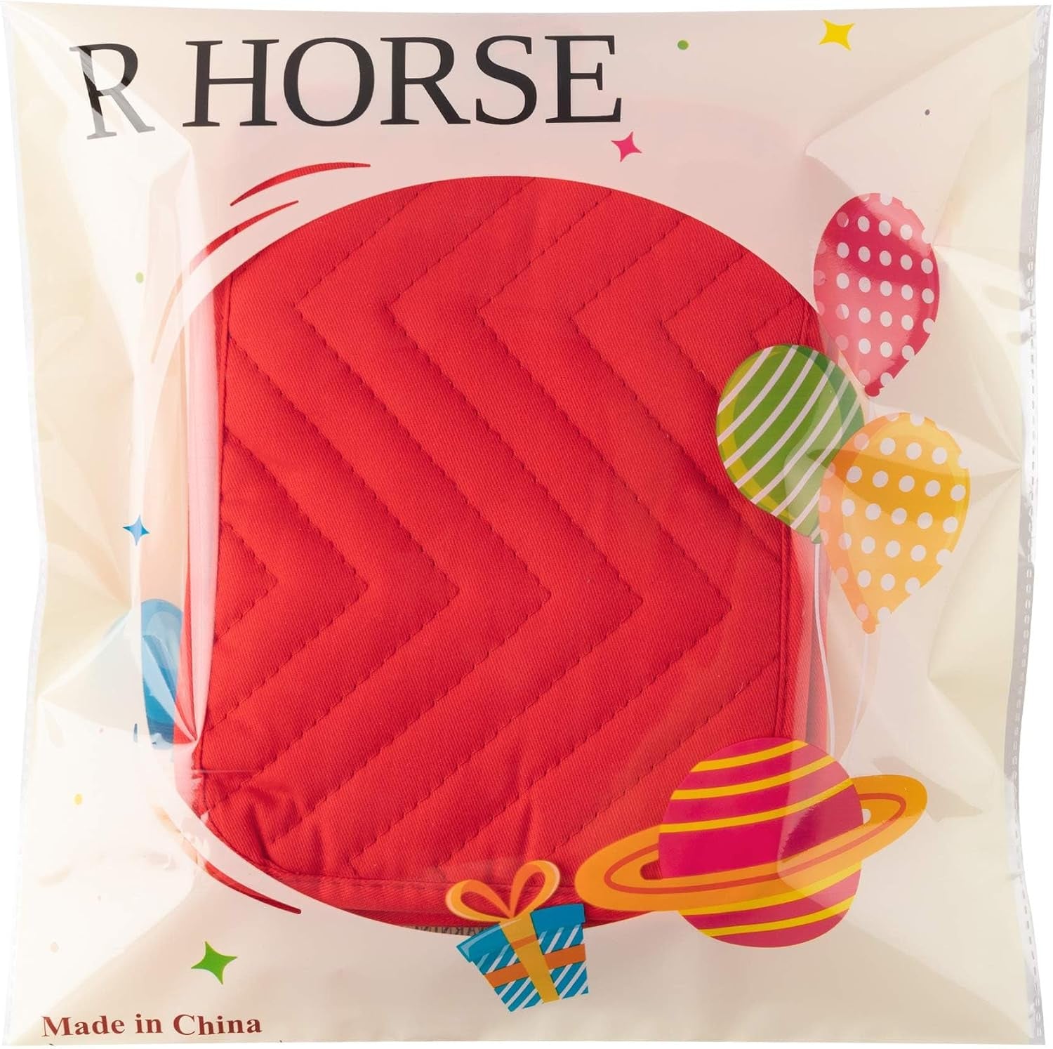 R HORSE 6Pcs Christmas Red Pot Holders with Pocket for Kitchen Cotton
