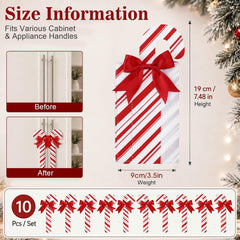 10 Pcs Christmas Candy Cane Cabinet Handle Covers Peppermint Stick