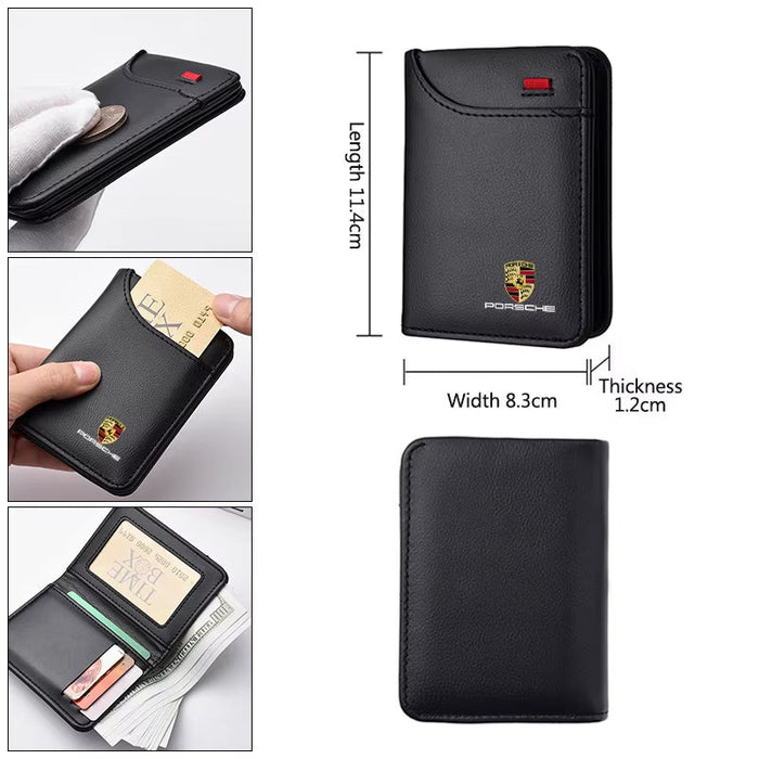 Car Emblem Soft Wallet Leather Mini Credit Card Purse Portable Small Wallet for  911 Cayenne 918 Pajun 718 Panamera Macan