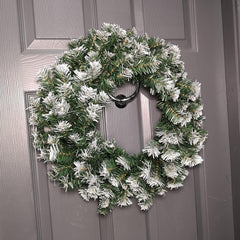 55Cm Snow Tipped Green Pine PVC Door Wreath Christmas Decoration