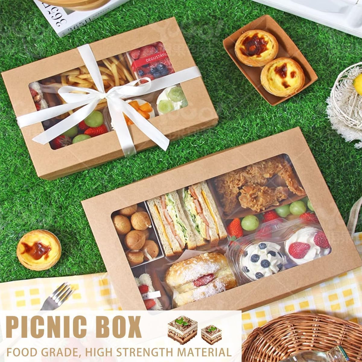 Cookie Boxes with Window 35 × 30 × 8 Cm, 10 Pack Corrugated Bakery Boxes