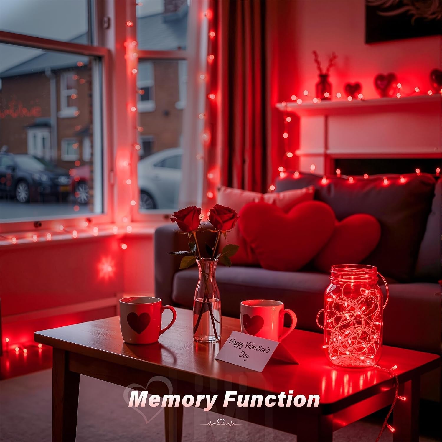 Red Fairy Lights Mains Powered 20M 200 LED Outdoor String Plug Remote
