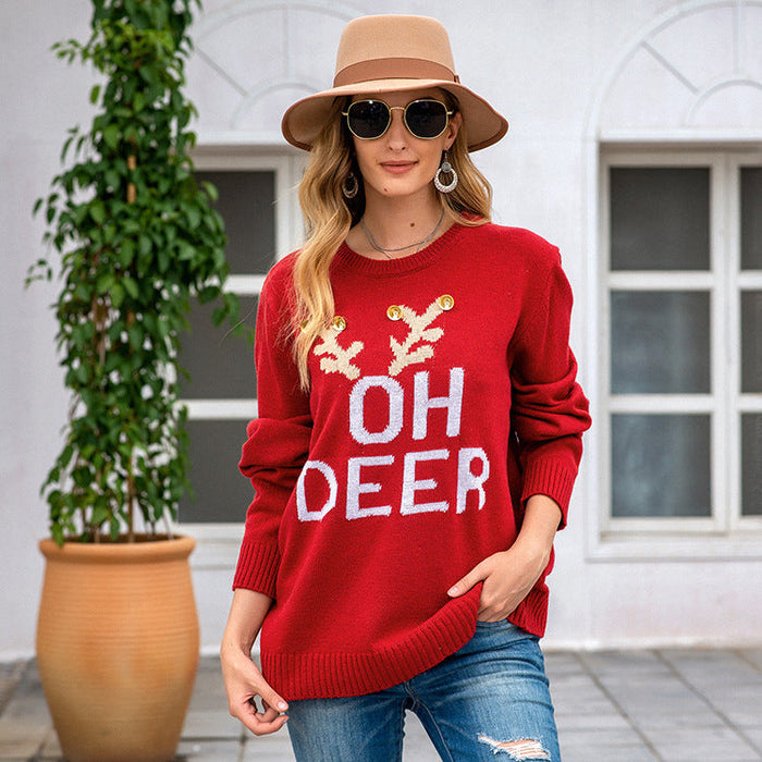 Autumn And Winter Women's Christmas Long Sleeved Pullover