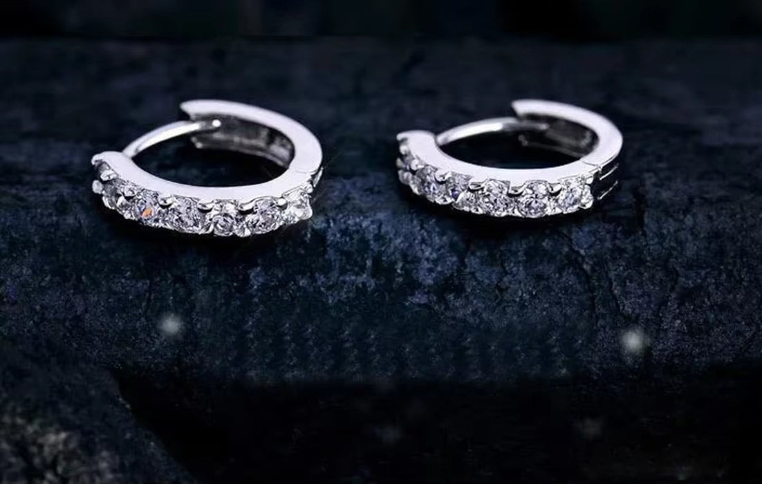 High-Quality 925 Sterling Silver Earrings Luxury 10Mm Circle Zircon Hoop Earring for Grils Woman Wedding Party Jewelry Gifts
