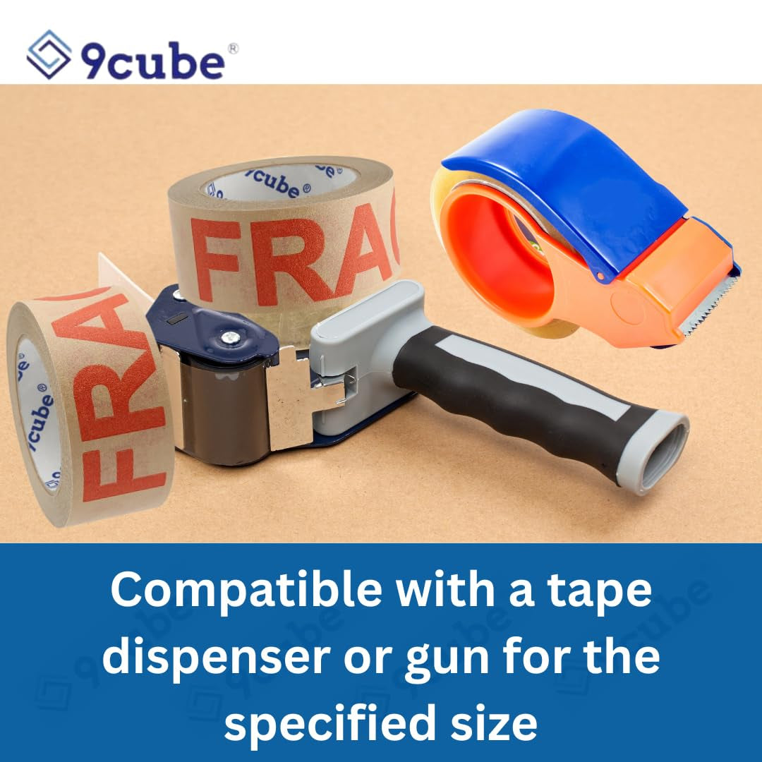 6 Strong Paper Packaging Tape, Eco-Friendly Recyclable Fragile Printed Kraft, Brown 50Mmx50Mm, Strong Heavy-Duty Secure Adhesive Sticky, for Packing Parcels Moving House Large Boxes