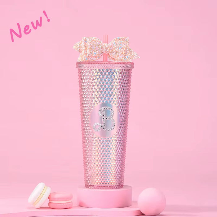 Stainless Steel Double Layer Thermos Cups 710Ml Lid Rhinestone Women Glitter Cup Water Bottle Gift Reusable Straw Cup With