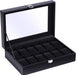 Watch Box with 12 Slots, Watch Case with Glass Lid, PU Leather Watch Holder with Velvet Pillows, Watch Storage Box for Men and Women, Gift Idea for Birthday Father'S Day Christmas