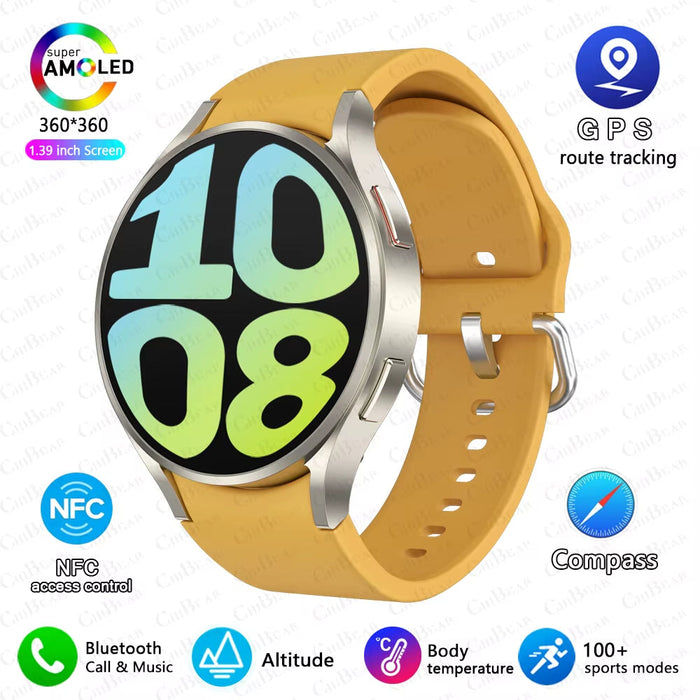 New for Samsung Galaxy Watch 6 Classic Smartwatch Men AMOLED HD Screen Voice Assistant Bluetooth Call NFC Smart Watch for Women