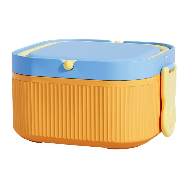 Childrens Portable Double-Layer Lunch Box With Handles For Picnics And Camping