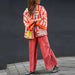Autumn Winer Women Coat Geometric Print Casual Jackets for Women Fashion Long Sleeve Outerwear
