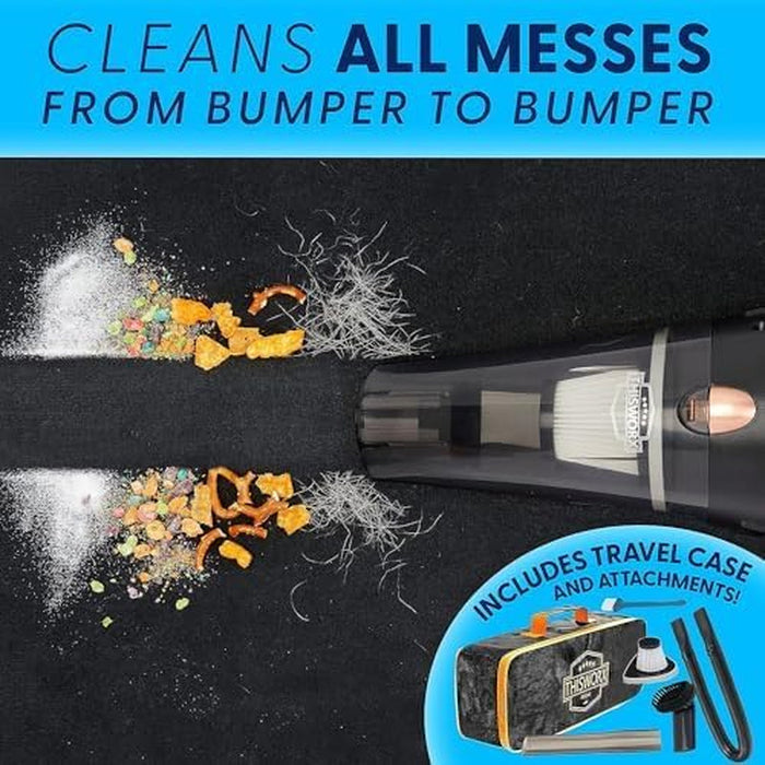Car Vacuum Cleaner Handheld - Portable Handheld Mini Car Hoover W/ 16Ft Cord, Bag, & Attachments - Small Cleaning Kit, RV, Boats, Travel - Car Accessories for Men and Women (Black)