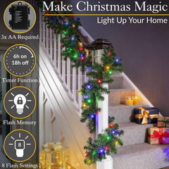 Christmas Fairy Lights, Battery Operated, 50 Leds, Multi-Coloured
