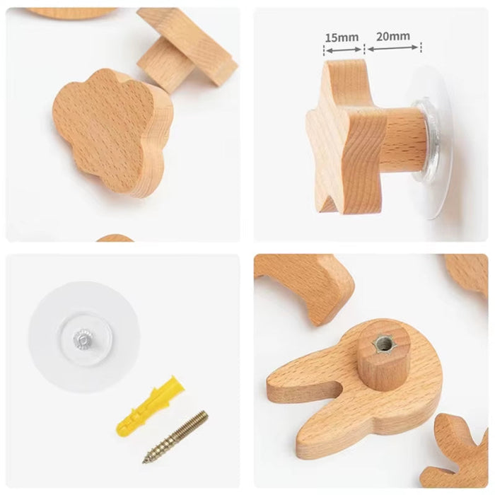 1Pcs Animal Wooden Hooks Cute Room Decor Hook Wall Keychain Coat Hook Home Door Wood Hook Hanger Kitchen Accessories Gadget