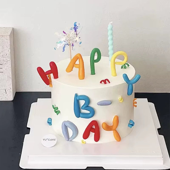 Ins Style Colorful Happy Birthday Letter Soft Gum Cake Decoration Candy Color Cake Topper Children'S Party Supplies Gifts