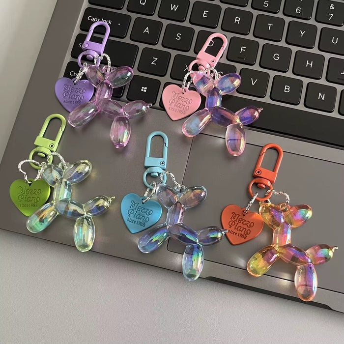 Bling Kawaii Cartoon Balloon Dog Keychain Key Ring for Women Men New Colorful Cute Bag Car Pendant Decoration Holder Accessories