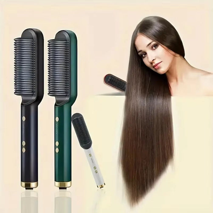 1 Piece of Straight Hair Comb, 2-In-1 Electric Straight Hair Curling Styling Tool, Multifunctional Straight Hair Straightener
