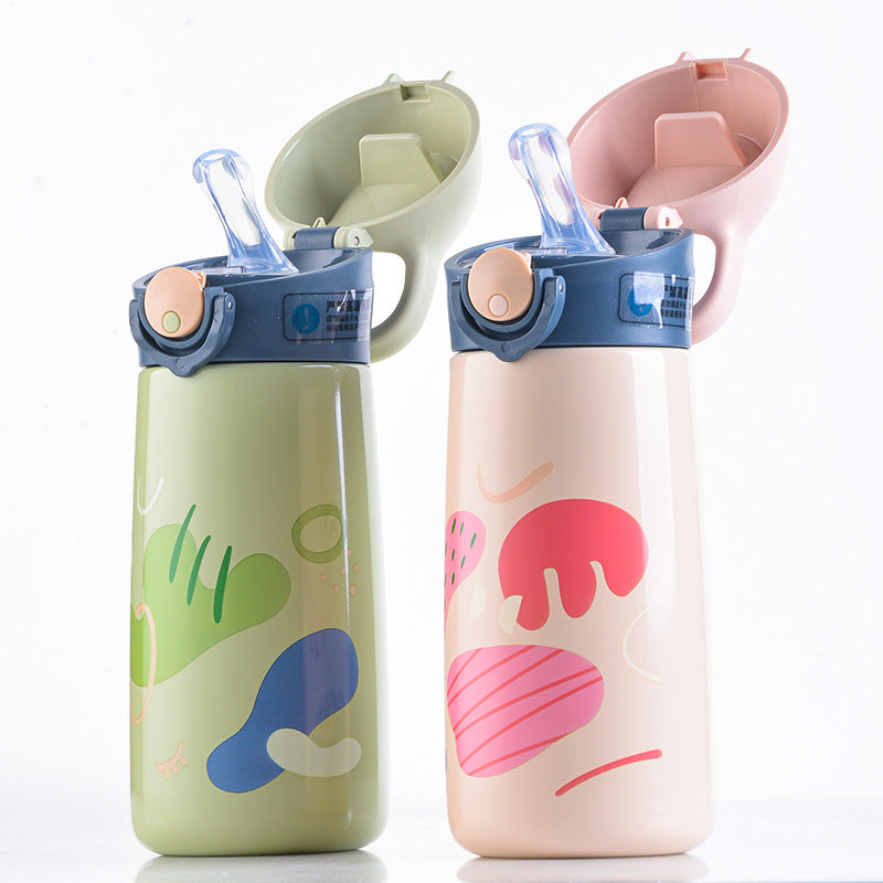 Cartoon-style Portable 16-oz Stainless Steel Straw Cup For Kids
