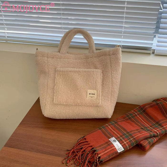 Winter Messenger Bags Soft Plush Women Women Handbag Large Capacity Fleece Shoulder Bag Lamb down Travel Street Ladies Hand Bag