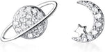 20G CZ Asymmetric Star Moon Planet Small Cartilage Stud Earrings for Women Teen Girls Sterling Silver White Gold Plated Hypoallergenic Piercing Post Jewelry Gifts Birthday Bff Daughter Sister Xmas