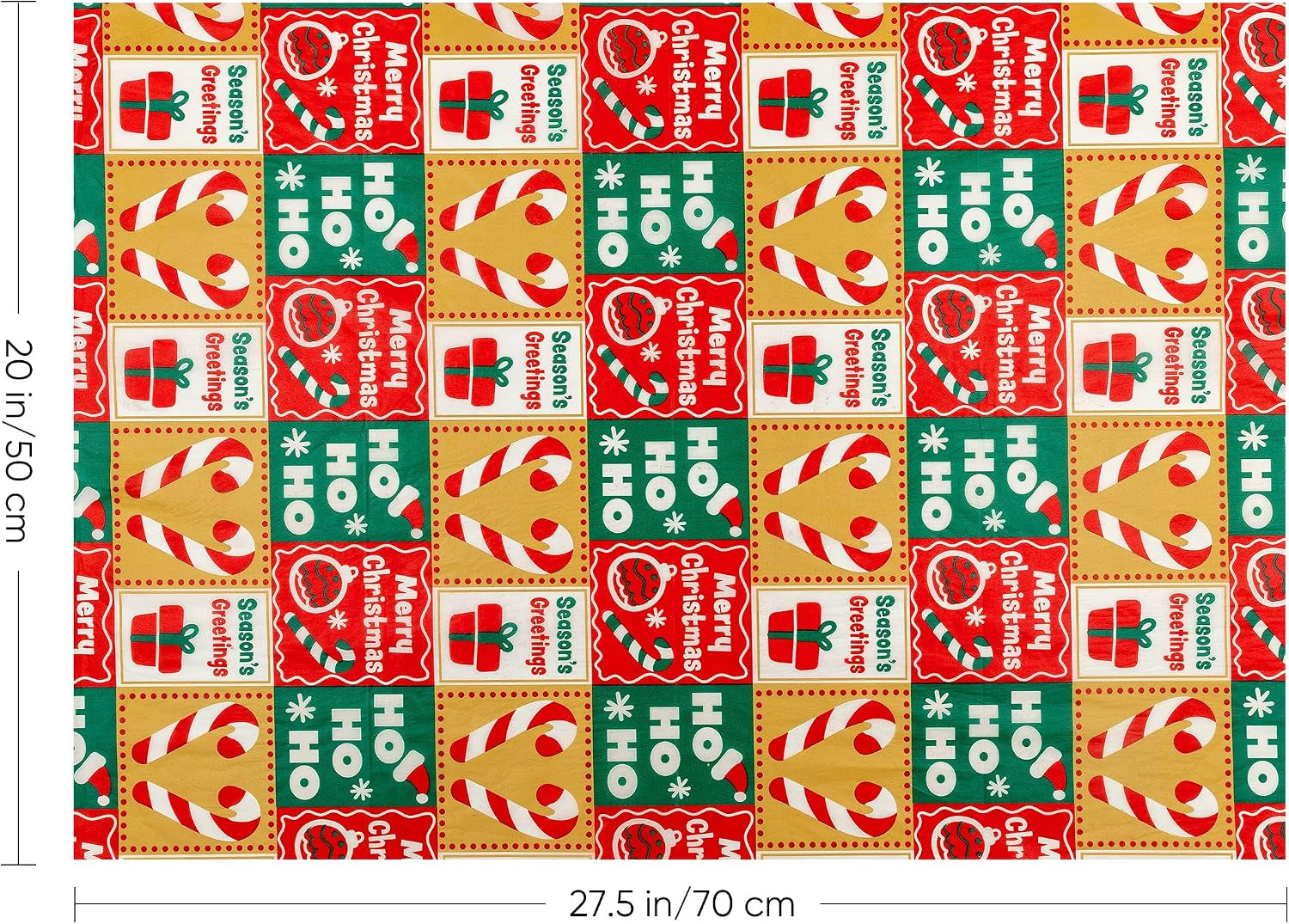 Christmas Tissue Paper - 24 Large Sheets 20X27.5 Inch (50X70Cm), Xmas Tissue Paper for Wrapping Gifts & Packaging