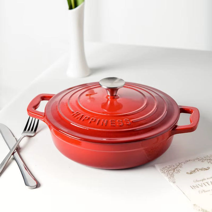23Cm Enameled Cast Iron Dutch Oven 2 Quart Heavy Soup Pot Casserole Dish for Bread Baking and Stew Kitchen Nonstick Braised Pot