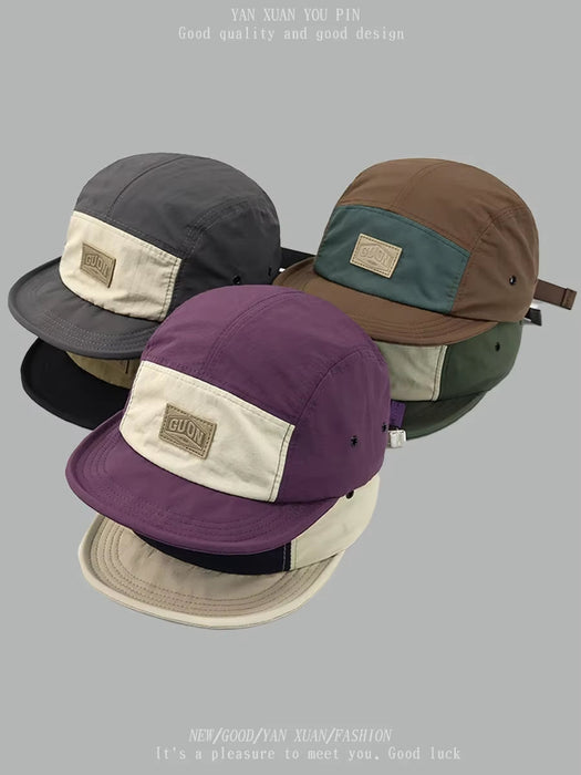 Short Brim Retro Five-Piece Hat Men'S Color Matching Outdoor Cap Women'S Quick-Drying Hat Summer Baseball Cap