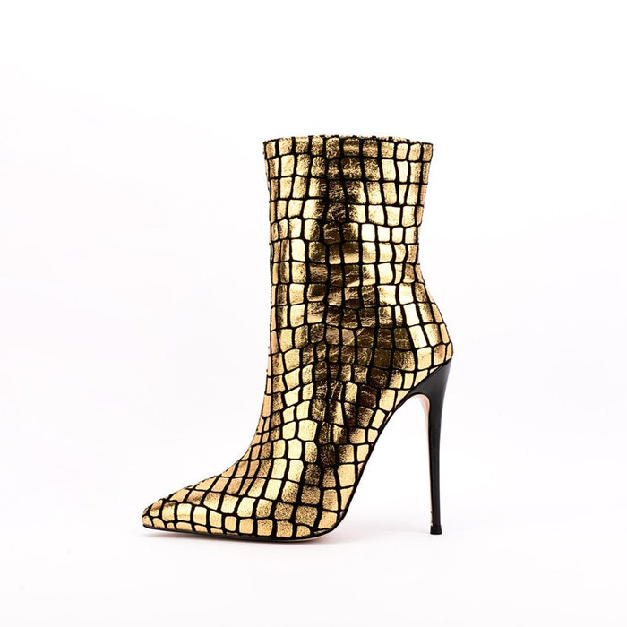 Pointed Toe Super High Heel Ankle Boots