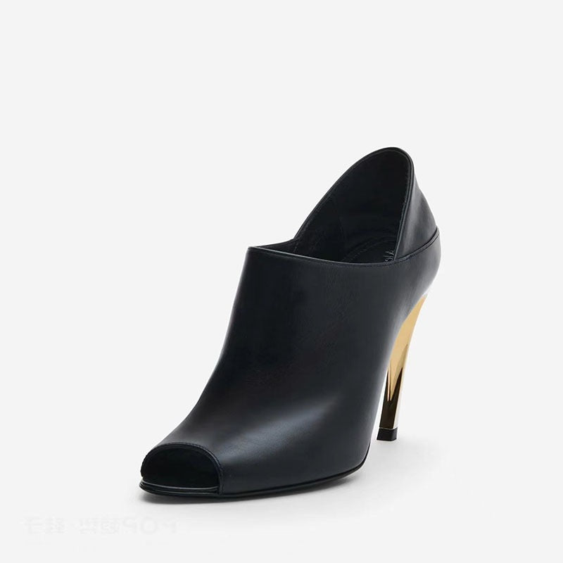 Round head fish mouth shaped heel summer high heels
