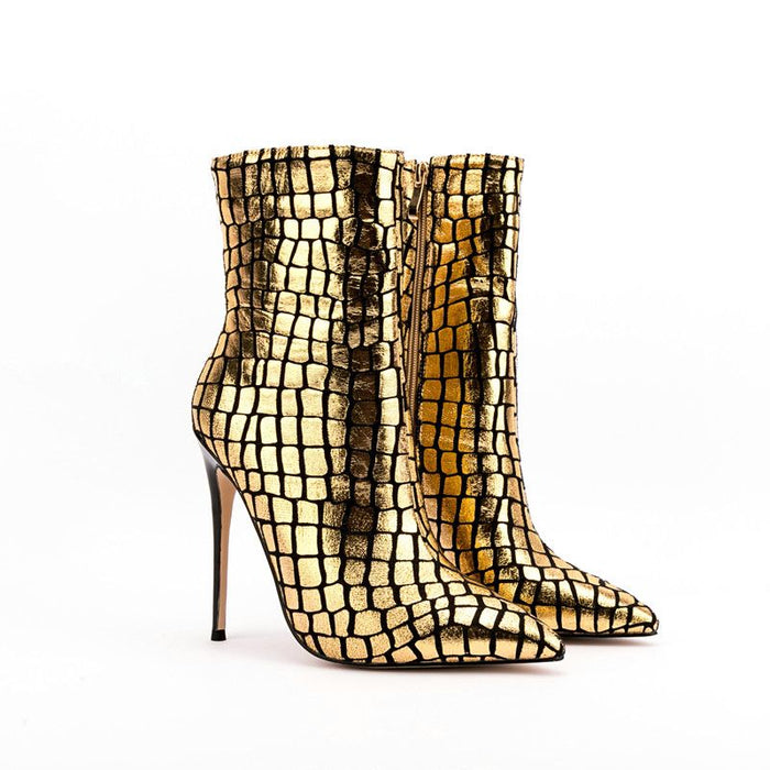Pointed Toe Super High Heel Ankle Boots