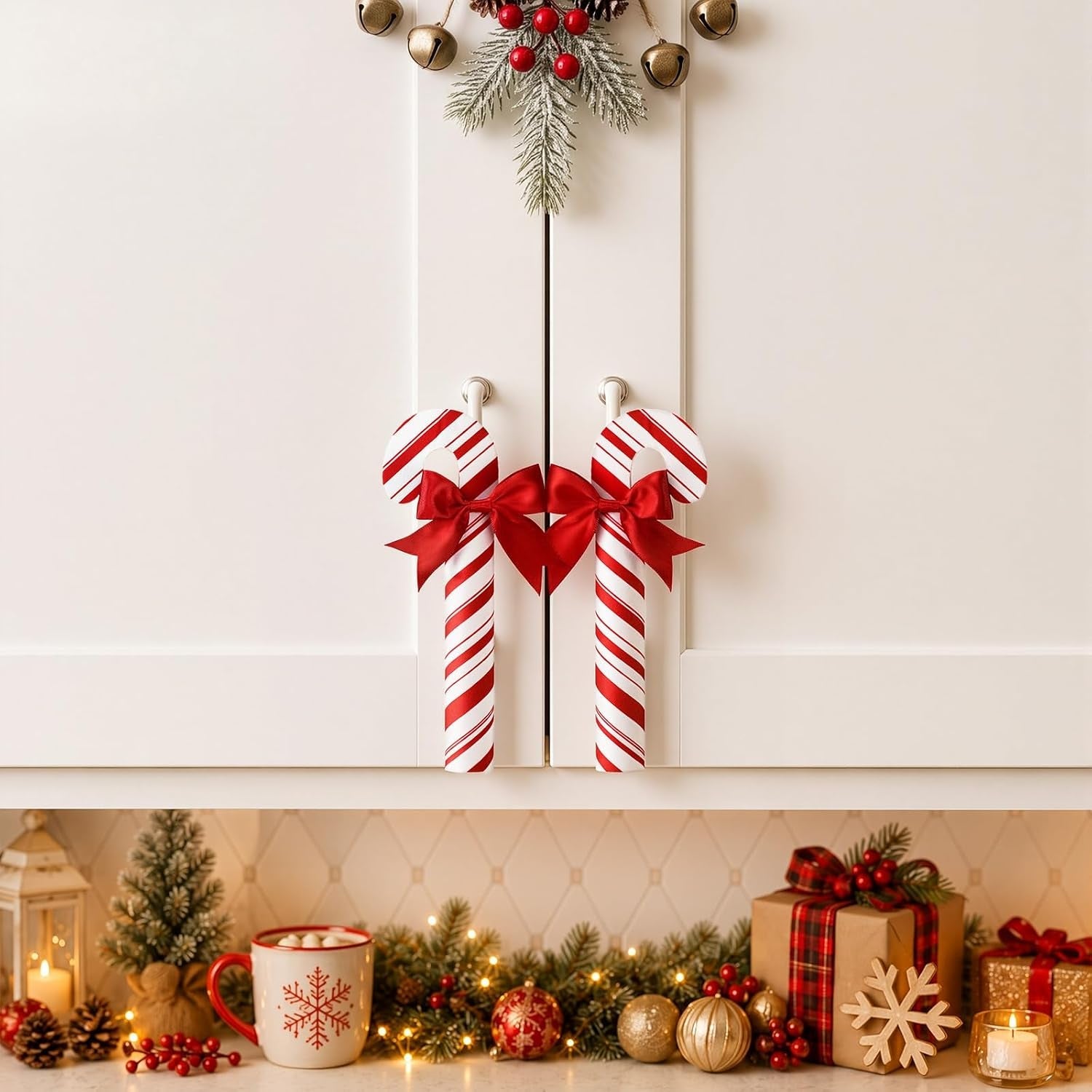 10 Pcs Christmas Candy Cane Cabinet Handle Covers Peppermint Stick