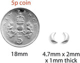 Heather Needham Sterling Silver Moon Earrings- SIZE: 4.7Mm X 2Mm (VERY SMALL and DAINTY) Gift Boxed Moon Stud Earrings. - 5140
