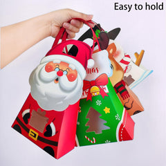 30 PCS Gift Bags with Handles for Christmas, Paper Candy Treat Boxes with Window，Xmas Party Goodie Treat Bags with Stickers for Kids Winter Birthday，Christmas Party Favor Supplies