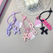 Plum Red Chain Balloon Dog Card Holder Keyring Women Featuring Spicy Girl Heart-Shaped Pink Bow Design Unique Trendy Bag