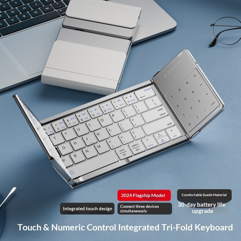 Tri-fold Keyboard, Wireless Bluetooth Foldable Mini Keyboard, Suitable For Desktop PC Sets