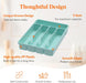 Cutlery Drawer Organiser, Plastic Cutlery Tray for Kitchen Drawer, Utensil Flatware Silverware Holder Divider for Spoons Forks Knives Tableware, 5 Compartment, Turquoise