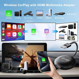Wireless Carplay with HDMI Multimedia, Carplay Wireless for Factory Wired Carplay to Wireless, Car TV Mate Converter for Fire/Google TV Sticks Multimedia Devices Mirroring, for Iphone Ios 11+