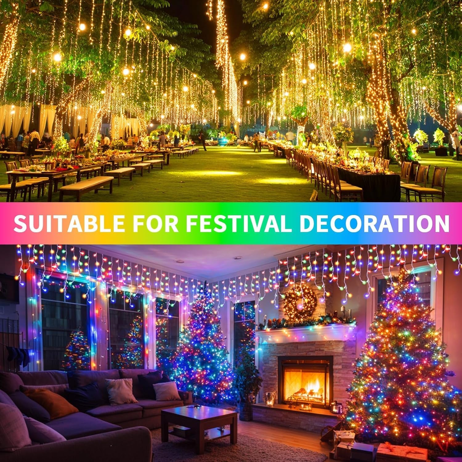3 In1 Icicle Outdoor Christmas Lights, 20+5M/82Ft 660 LED Outdoor Fairy Light Plug In, Waterproof String Lights with 8 Modes and Dimmable for Porch, Deck, Garden, Backyard, Balcony Decorations