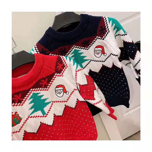 Christmas Sweater Pure Cotton Knitted Embroidery Pattern Parent-child