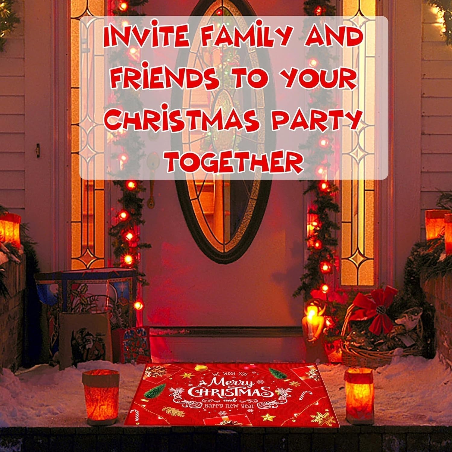 Christmas Rug Set Christmas Indoor Floor Red Rug, Xmas Door Mat Runner Rug Mat for Kitchen Home Decor Washable Runner. (Style B, 43X150+43X75Cm)