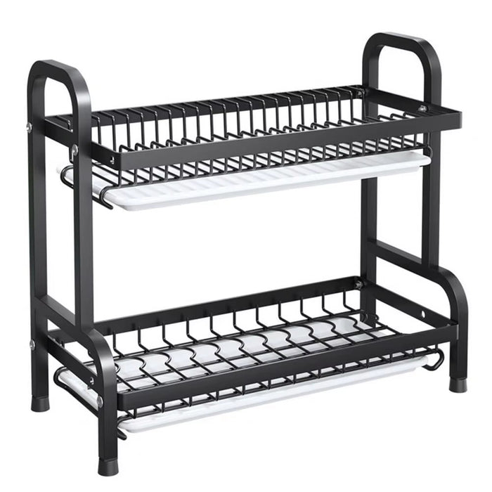 Dishes Storage Rack Stainless Steel Dish Rack Stainless Steel Kitchen Dish Rack with Utensil Storage Hook Waterproof for Bowls