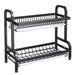 Dishes Storage Rack Stainless Steel Dish Rack Stainless Steel Kitchen Dish Rack with Utensil Storage Hook Waterproof for Bowls