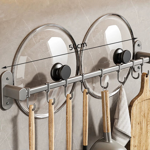1 Piece Kitchen Facilities Storage Kitchen Pot Cover Knives and Other Kitchen Supplies Wall-Mounted Closet Rack with Hooks