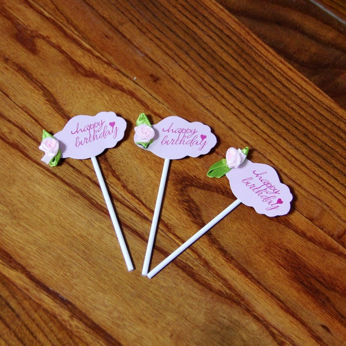 Birthday Cake Decoration Blank Writable Bowknot Flower